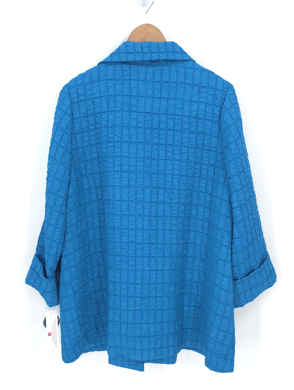 IC Collection Jaquard Jacket Single Button Closure Textured Blazer Lagenlook NWT - Picture 3 of 9
